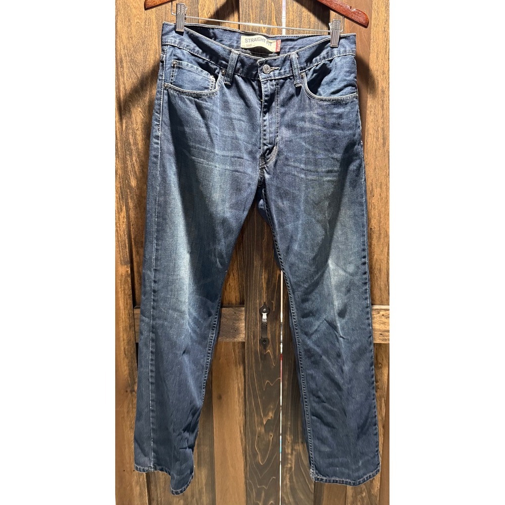 Levis 505 Straight Fit Mens Jeans Dark Wash Denim 31x30 Blue Cotton 100%